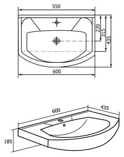 Мебельная раковина Rosa Элеганс 60см белый 00000004627
